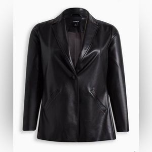 Faux Leather Long Line Blazer - NWT